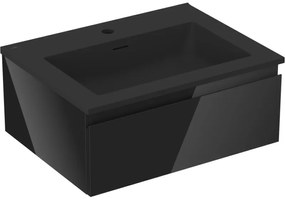 Mexen Orio szafka łazienkowa 60 cm z umywalką Otis, 1 szuflada, czarna połysk/czarna mat - 91A10-06023-1-BF70-W18M71