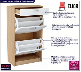 Wysoka Szafka Biały Na Buty Do Korytarza + Dąb Sonoma H4-D79