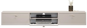 Szafka RTV wisząca Lorini 200 cm z szufladami - kaszmir / złote uchwyty T-bar