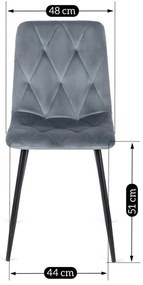 Zestaw stół Okrągły LINO 100 cm Orzech/Czarny i 4 Krzesła Tapicerowane do Salonu ROBIN Szare Welurowe Nowoczesne Loft