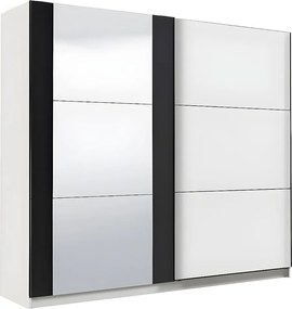 Szafa SUTERA – 2 drzwi przesuwnych – z lustrem – dł. 217 cm – kolor biały i czarny