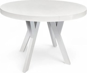 Stół okrągły rozkładany BIAŁY PÓŁMAT Ø110/210 cm + BIAŁE NOGI