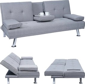 3-osobowa sofa MCW-F60,  tekstylny, jasnoszary