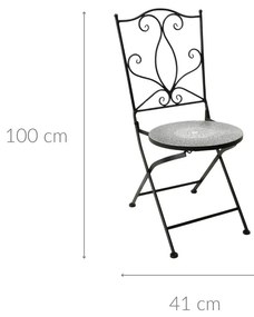 Krzesło metalowe z ozdobnym siedziskiem, mozaika, 90 cm