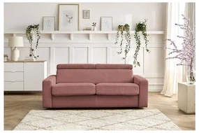 Różowa sztruksowa rozkładana sofa 215 cm Monaco – Bobochic Paris