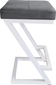 Hoker ZETA krzesło barowe tkanina Welur podstawa metalowa LOFT : Kolor Stelaża - Biały, Kolor tkaniny - VELVET - BL14