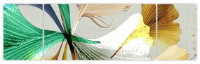 Obraz - Liście z piórami (170x50 cm)