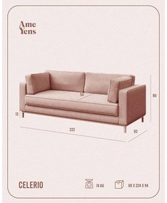 Beżowa aksamitna sofa 222 cm Celerio – Ame Yens