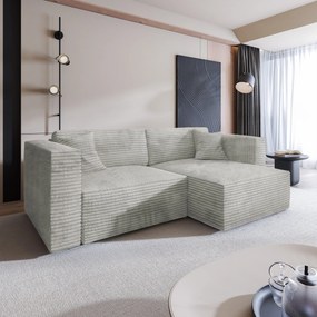 Masseno Narożnik NERIO z funkcją spania i pojemnikiem na pościel Narozniki L, Rozkładana sofa - Jasnoszary, TILIA 83