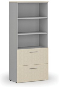 Szafa z szufladami na teczki zawieszkowe PRIMO GRAY, 800 x 420 x 1781 mm, szary/brzoza