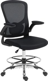 HOMCOM Krzesło do rysowania z podparciem lędźwiowym, regulacją wysokości, obrotowe, do home office, studia, projektów artystycznych, czarne