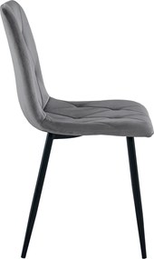 PROMOCJA Ciemnoszare aksamitne krzesło jadalniane LIBRA z czarnymi nogami II jakość