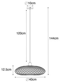 Orientalna lampa wisząca czarny bambus 40 cm - OstravaKolonialny Oswietlenie wewnetrzne