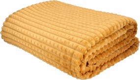 Koc Kostka musztardowy 130x170cm Miękki Wytłaczany Ciepły Modny Do Wnętrz