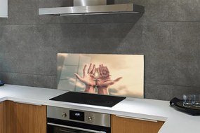 Szklany Panel Ręce Wzniesione ku Niebu