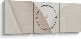 Obraz - Teksturowane liście (z zegarem) (90x30 cm)