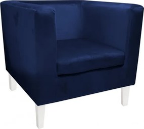 Fotel Monaco tkanina Welur : Kolor nogi - Biała, Kolor tkaniny - VELVET - MG16, Wysokość nogi - 15 cm