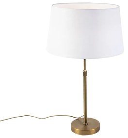 Lampa stołowa brązowa z abażurem lnianym białym 35cm - Parte klasyczny/Antyczny Oswietlenie wewnetrzne