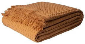 Bawełniana narzuta w kolorze miedzi 140x200 cm Waffle – Mijolnir