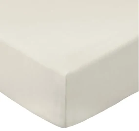 Beżowe prześcieradło z perkalu bawełnianego z gumką 185x200 cm Cotton Percale – Bianca