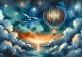 Fototapeta - Lot przez nocne niebo (196x136 cm)