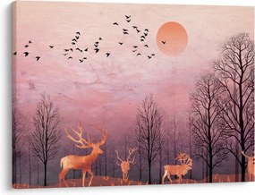 Zdjęcie - Jeleń w blasku zachodzącego słońca (70x50 cm)