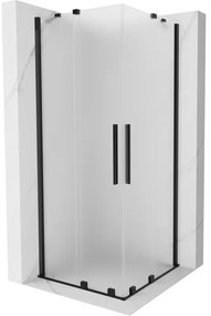 Mexen Velar Duo kabina prysznicowa rozsuwana 80 x 80 cm, szron, czarna - 871-080-080-32-70