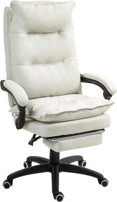 Vinsetto Krzesło Biurowe z Masażem, Fotel do Pracy z Funkcją Masażu, Regulowany Ergonomiczny Fotel Obrotowy, Nylon, Kremowy