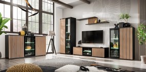 Komoda CAMERON 160 LED hickory jackson/czarna ASM Meble