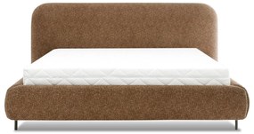 Tapicerowane łóżko dwuosobowe ze schowkiem ze stelażem 140x200 cm w kolorze ochry Pointt – ELTAP