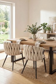 Beżowe tapicerowane designerskie krzesło K8-P09