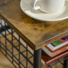 HOMCOM Wózek kuchenny przemysłowy design Stal Czarny Brąz 1 półka kosz na przechowywanie 4 kółka | Aosom PL