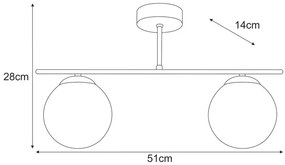 Grafitowa industrialna lampa sufitowa z 2 kloszami - A704 Starius 4X