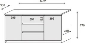 Komoda LUMINO 140 cm do Salonu Sypialni Biały