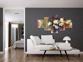 Obraz - Białe magnolie, malarstwo (125x70 cm)