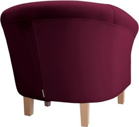 Fotel Milo tkanina Welur wygodny fotel tapicerowany do salonu i sypialni : Kolor nogi - Drewno, Kolor tkaniny - VELVET - MG02, Wysokość nogi - 15 cm