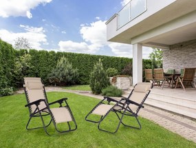 Składany leżak ogrodowy, tarasowy Rimini 009, beżowy