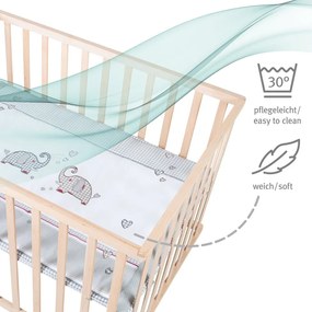 Kojec dla dzieci na kółkach w naturalnym kolorze 100x75 cm Jumbo Twins – Roba