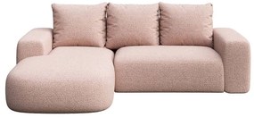 Różowy narożnik z materiału bouclé (lewostronny/z szezlongiem) Monce – Rodier
