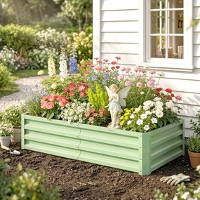 Outsunny Wysokie Grządki Pflanzkasten, odporny na pogodę, otwarte dno, stal ocynkowana, 120 cm x 60 cm x 30,5 cm, Zielony