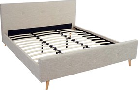 Łóżko tapicerowane MCW-J98 + stelaż listwowy 160cm,  180x200cm kremowo-beżowy
