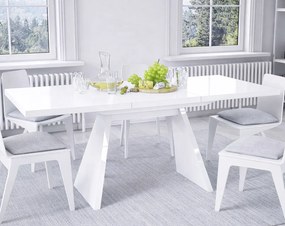Rozkładany stół w wysokim połysku Alan biały