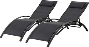 Zestaw 2 aluminiowych lezaków Beauty "Phoenix" w kolorze czarnym