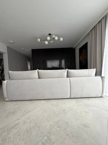 Sofa narożna CXL by Christian Lacroix z aksamitu popiel light grey popiel Naima 316 cm, lewa