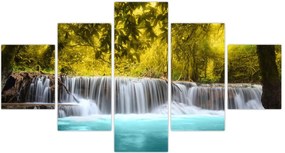 Obraz - Wodospad w jasnych kolorach (125x70 cm)