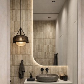 Lustro asymetryczne z podświetleniem ROUND Corner LED | Różne rozmiary | Różne kolory : Kolor tafli szkła - Srebrny, Rozmiar - 60 x 140 cm, Wersja - Prawa