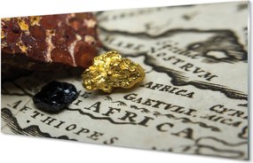 Panel szklany do Kuchni Złota Mapa Świata