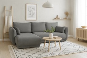 Narożnik lewy Loren z funkcją spania 250x150x90 cm – tkanina Raven 7 szara