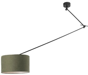 Lampa wisząca czarna z kloszem 35 cm zielonym regulowanym - Blitz