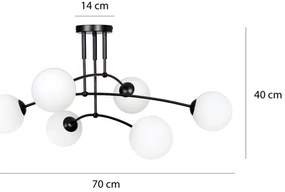 Czarna lampa ze szklanymi kloszami - D072 P7-L14